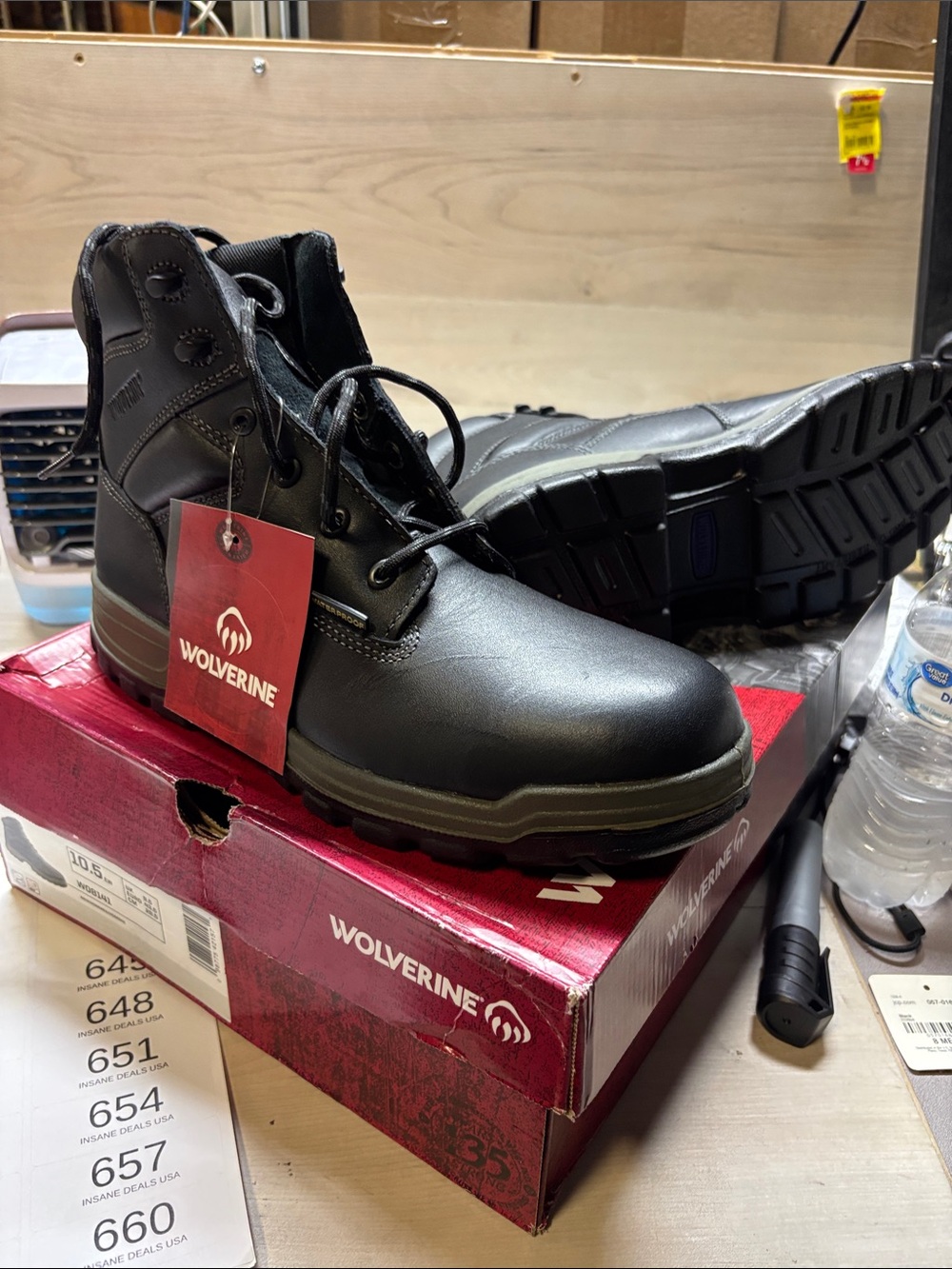 Wolverine Black Leather Men’s Lace-Up Work Boots #645